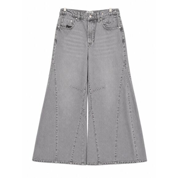 Free People Denim - We The Free People Eden Slouchy Jeans Sz 28S Wide Leg Gray Button Fly Flare